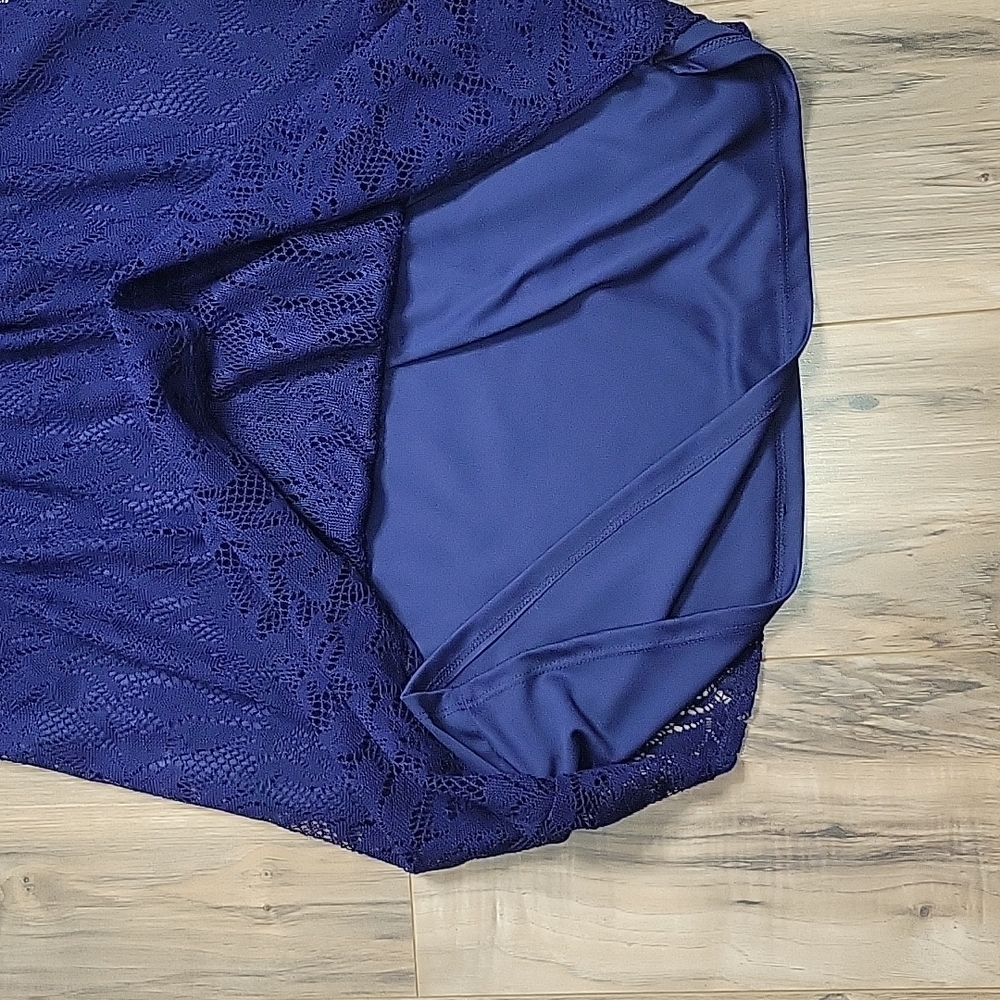 Oh Baby by Motherhood Blue Sleeveless Lace Over Lay Maternity Dress - Picture 8 of 11